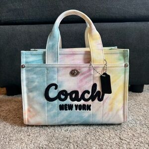 Coach Retail Rainbow Tie Dye Cargo Tote 26 With Crossbody Strap
